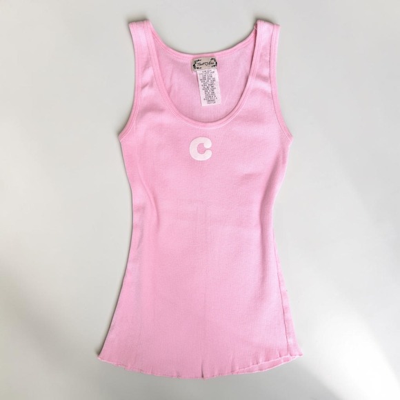 Next Era Tops - Vintage Next Era Y2K Womens C Initial Ribbed Tank Top Pink Medium